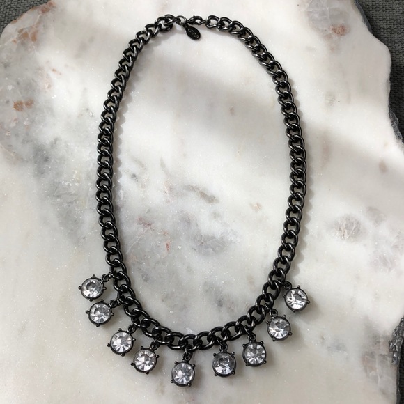 American Eagle Outfitters Gunmetal Gray Rhinestone Bib Necklace